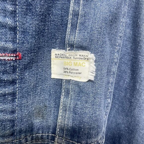 Vintage Big Mac Square Bak Overalls Denim Carpenter Button Fly 80s 40x30 - Picture 8 of 9